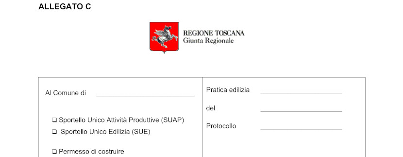 Building permit application form, Tuscany